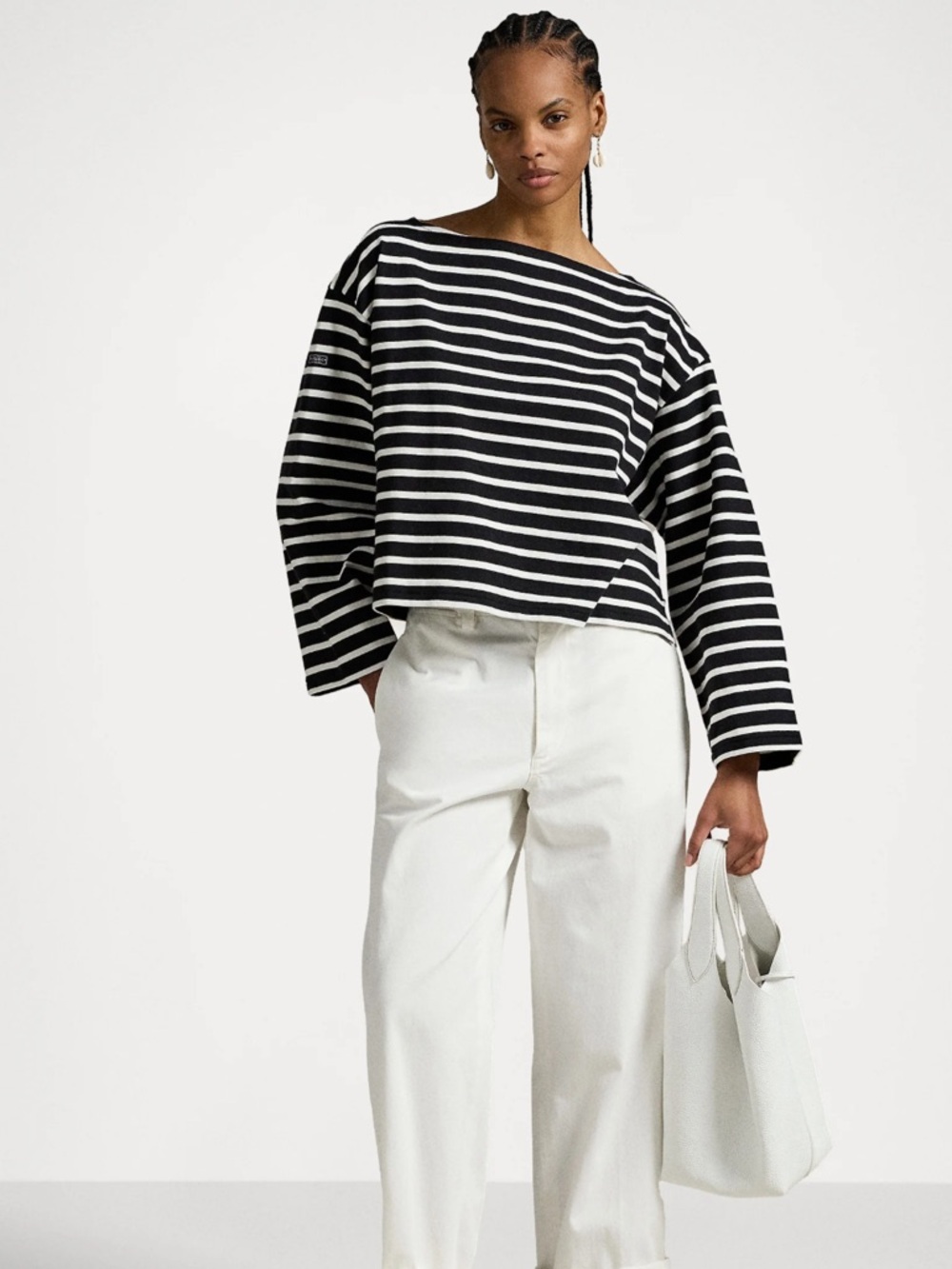 Lauren Ralph Lauren Black/White Stripes Boatneck L/S Tee Size XL